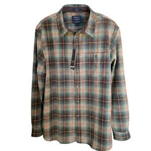 Pendleton Trail Shirt Men's XXL Elbow Patch Green Plaid 100% Virgin Wool NWT